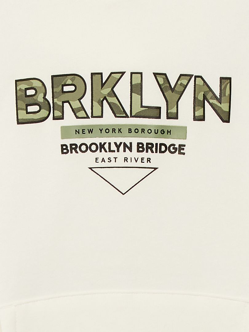 Sweat à capuche imprimé 'Brooklyn' blanc - Kiabi