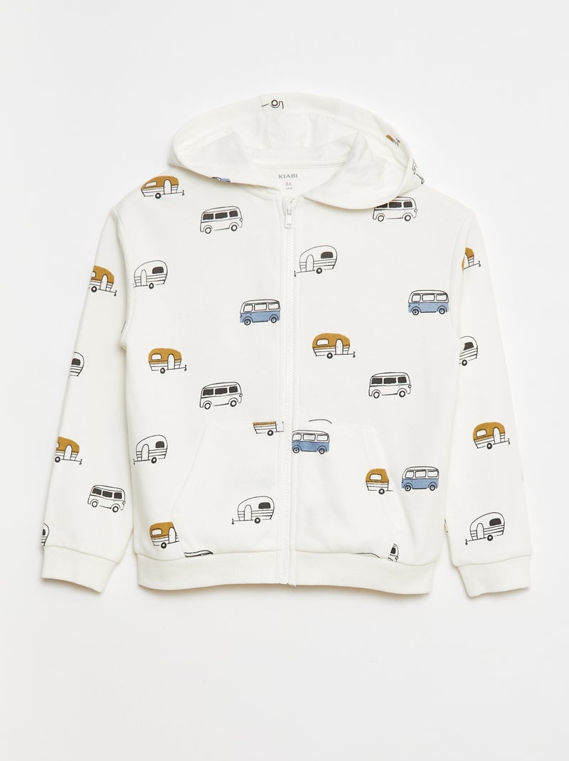 Sweat à capuche imprimé en french terry Beige - Kiabi