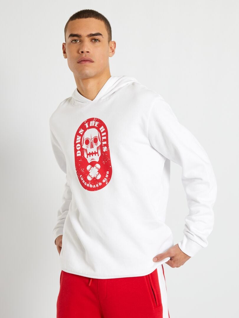 Sweat à capuche imprimé fantaisie Blanc - Kiabi