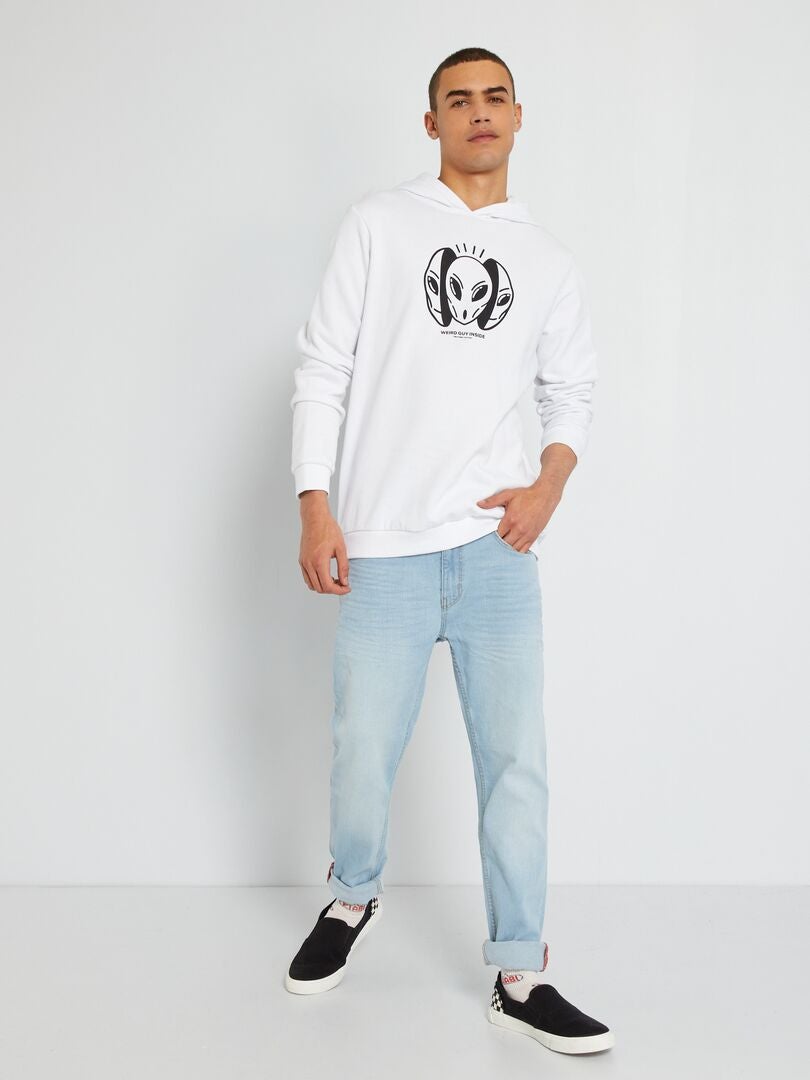 Sweat à capuche imprimé fantaisie Blanc/noir - Kiabi