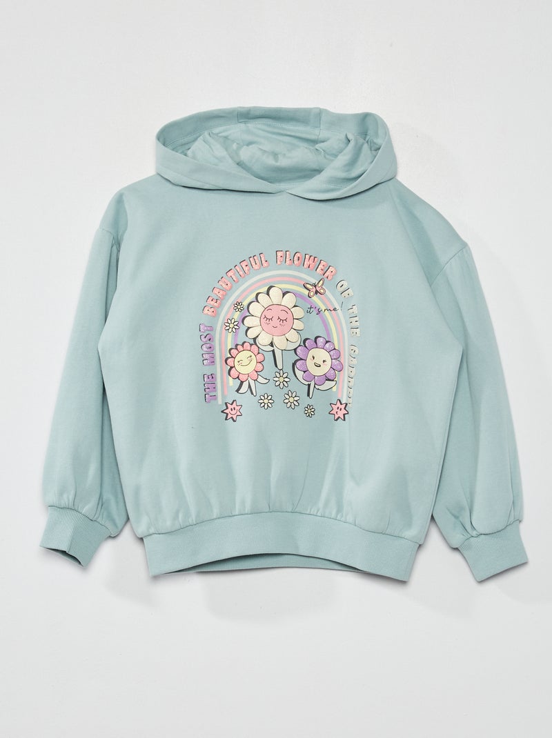 Sweat à capuche imprimé fantaisie Bleu - Kiabi