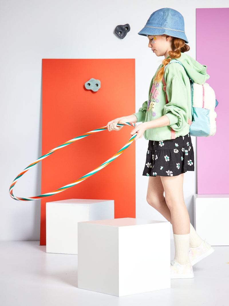 Sweat à capuche imprimé fantaisie Vert - Kiabi