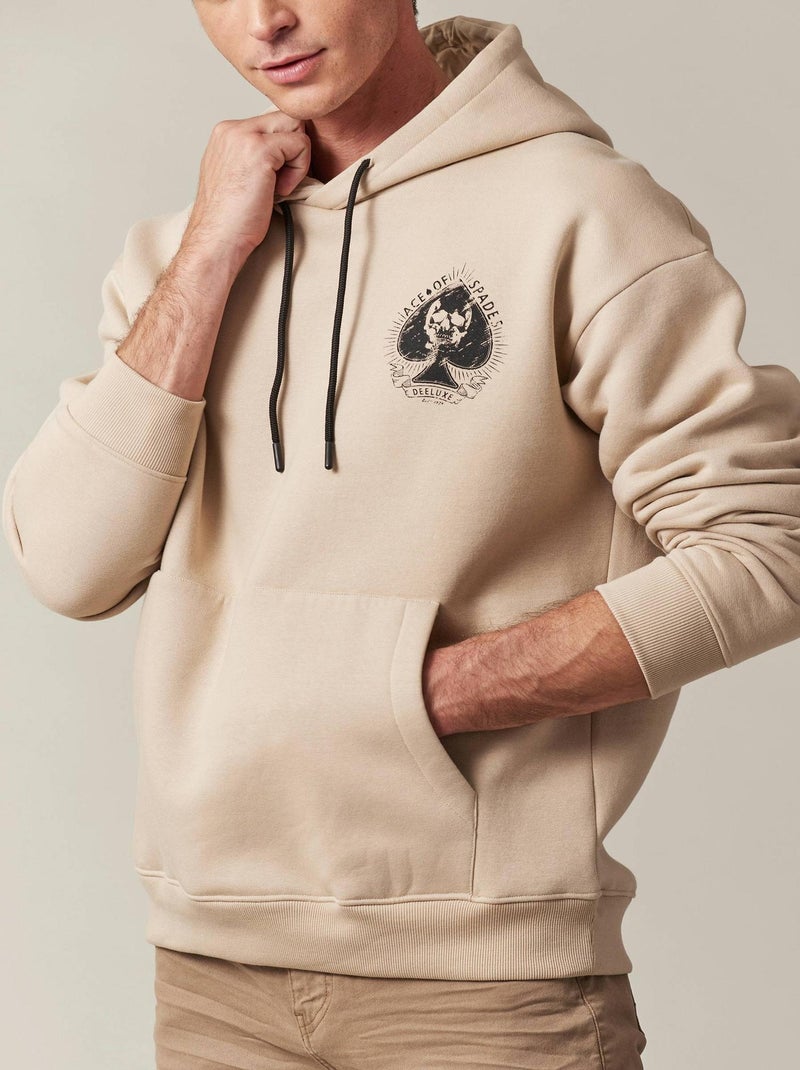 Sweat à capuche imprimé grunge pour homme 'Deeluxe' Beige gris - Kiabi