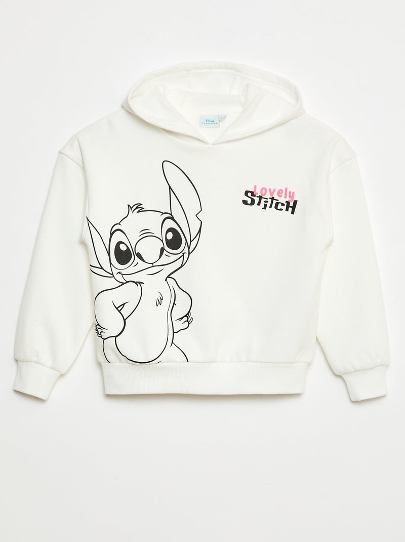 Sweat à capuche imprimé 'Lovely Stitch' Blanc - Kiabi