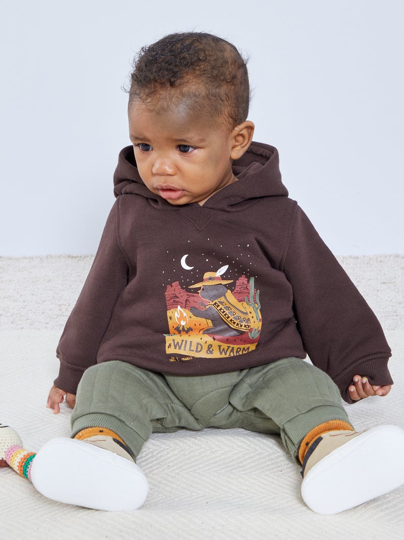 Sweat à capuche imprimé 'nature' Marron - Kiabi