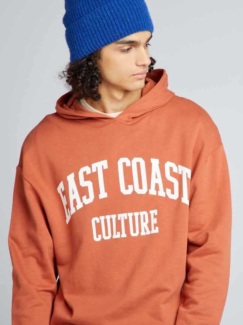 Sweat à capuche imprimé Orange - Kiabi