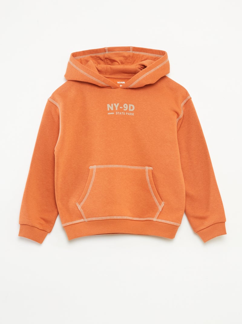 Sweat à capuche imprimé Orange - Kiabi