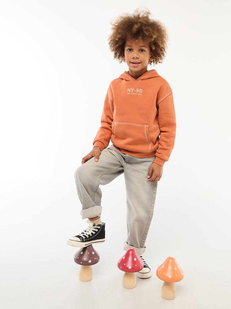 Sweat à capuche imprimé Orange - Kiabi