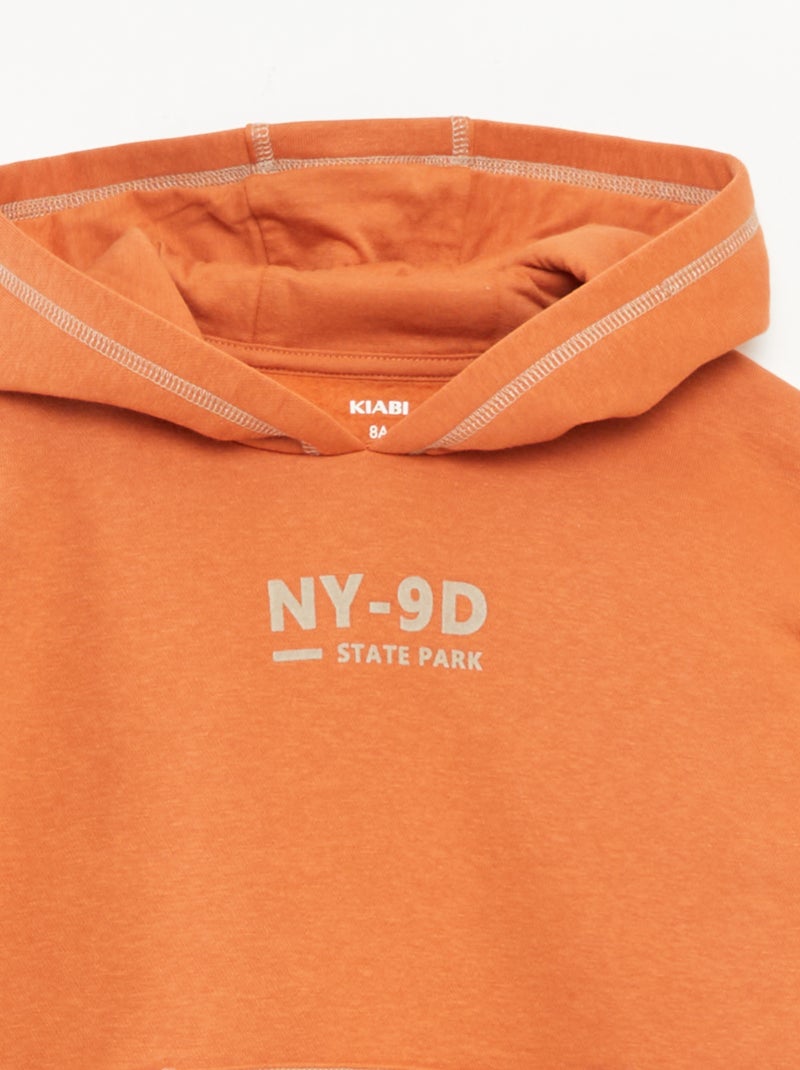 Sweat à capuche imprimé Orange - Kiabi