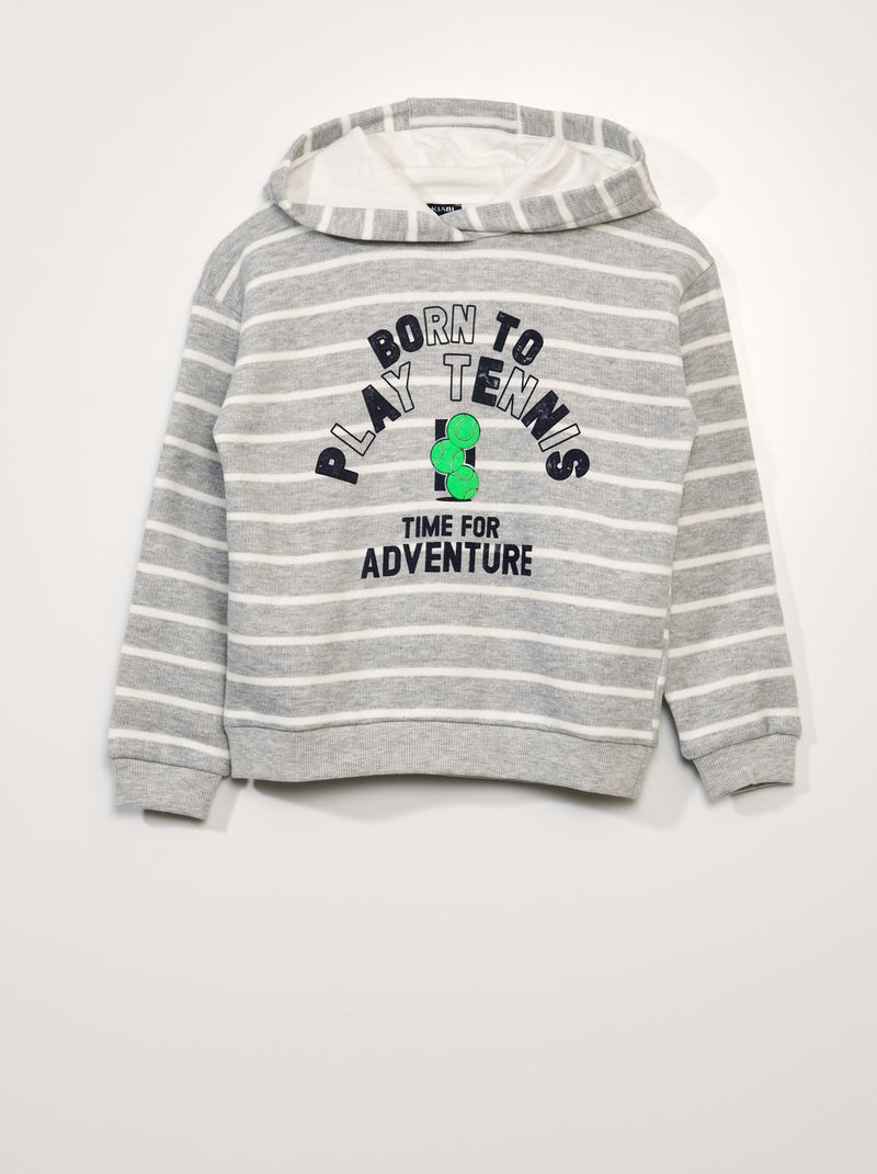 Sweat à capuche imprimé rayures Gris - Kiabi