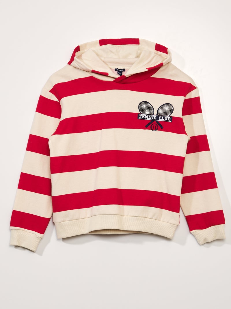 Sweat à capuche imprimé rayures Rouge - Kiabi