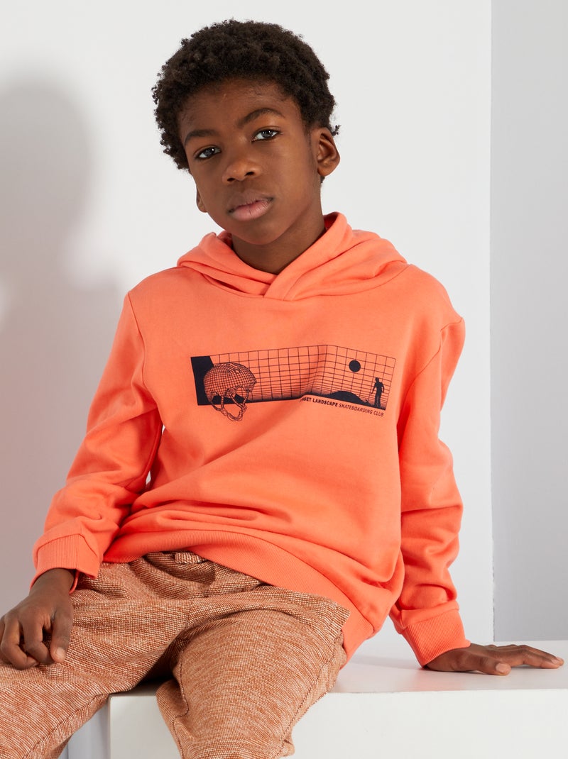 Sweat à capuche imprimé rouge - Kiabi