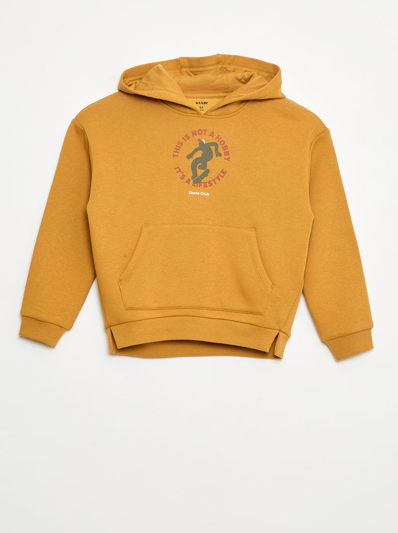 Sweat à capuche imprimé skate Jaune - Kiabi