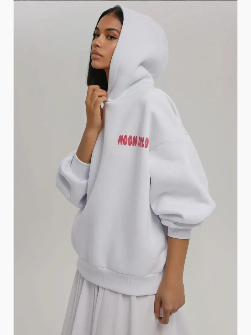 Sweat à capuche imprimé surdimensionné hiccup Blanc cassé - Kiabi
