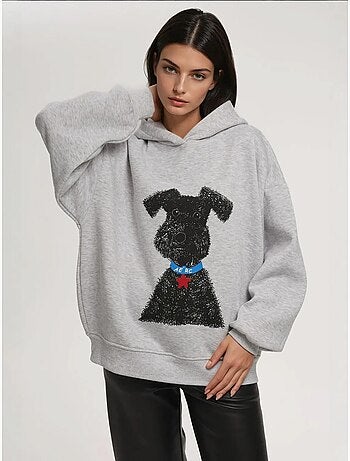 Sweat à capuche imprimé surdimensionné hiccup