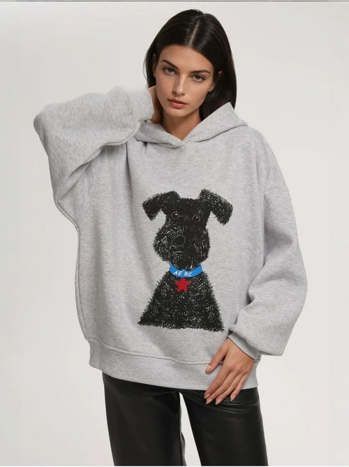 Sweat à capuche imprimé surdimensionné hiccup - Kiabi