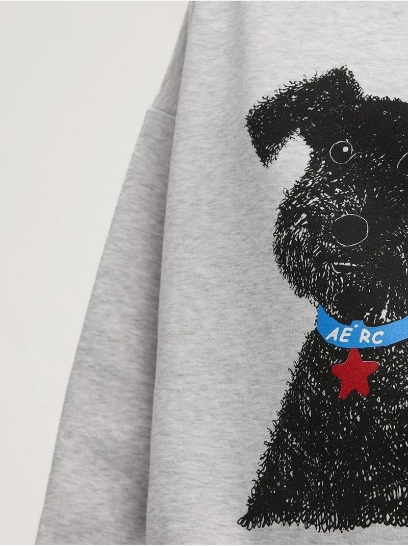 Sweat à capuche imprimé surdimensionné hiccup Gris - Kiabi