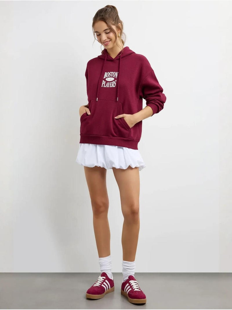 Sweat à capuche imprimé surdimensionné Rouge bordeaux - Kiabi