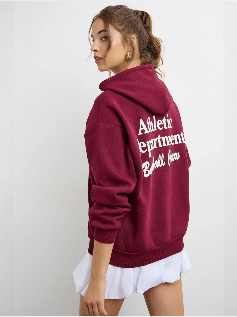 Sweat à capuche imprimé surdimensionné Rouge bordeaux - Kiabi