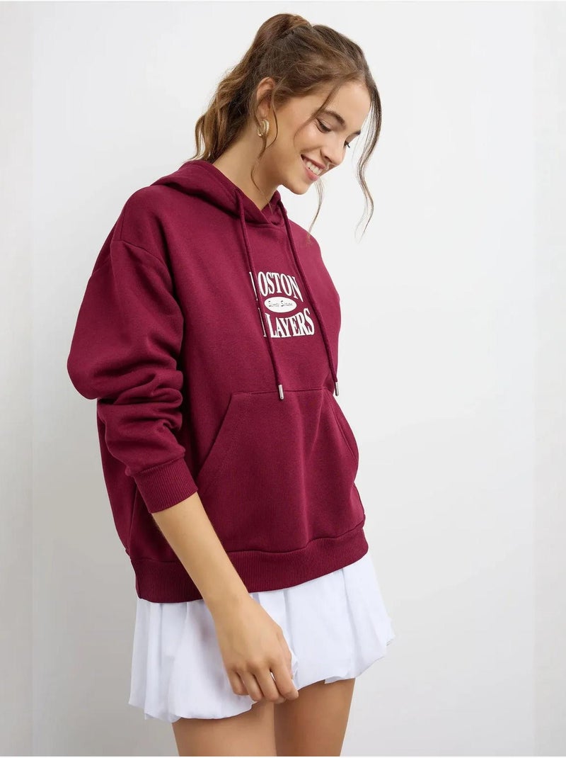 Sweat à capuche imprimé surdimensionné Rouge bordeaux - Kiabi