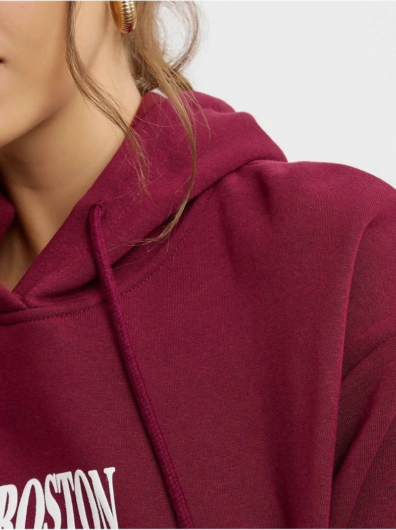 Sweat à capuche imprimé surdimensionné Rouge bordeaux - Kiabi