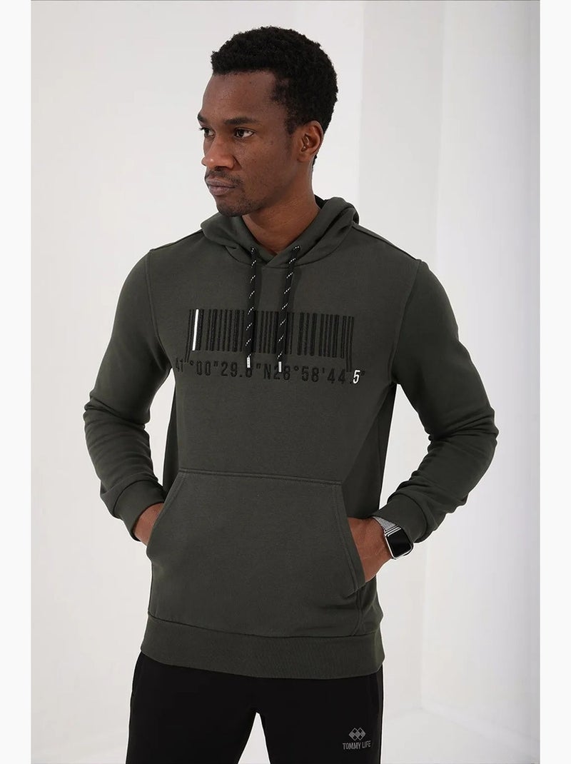 Sweat à capuche imprimé tommy Vert kaki - Kiabi