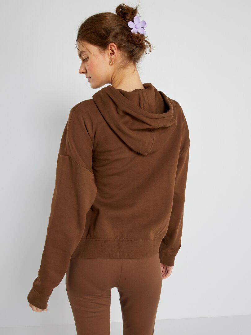Sweat à capuche imprimé 'USA' Marron - Kiabi