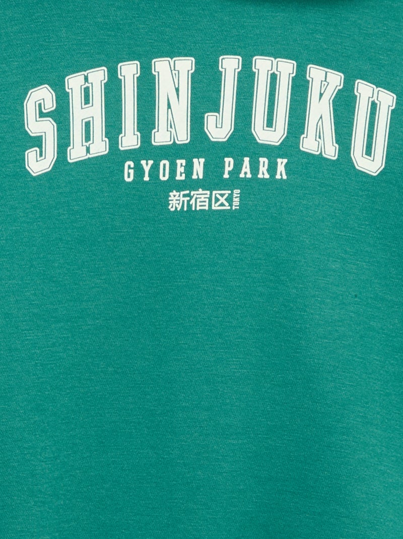 Sweat à capuche imprimé Vert - Kiabi