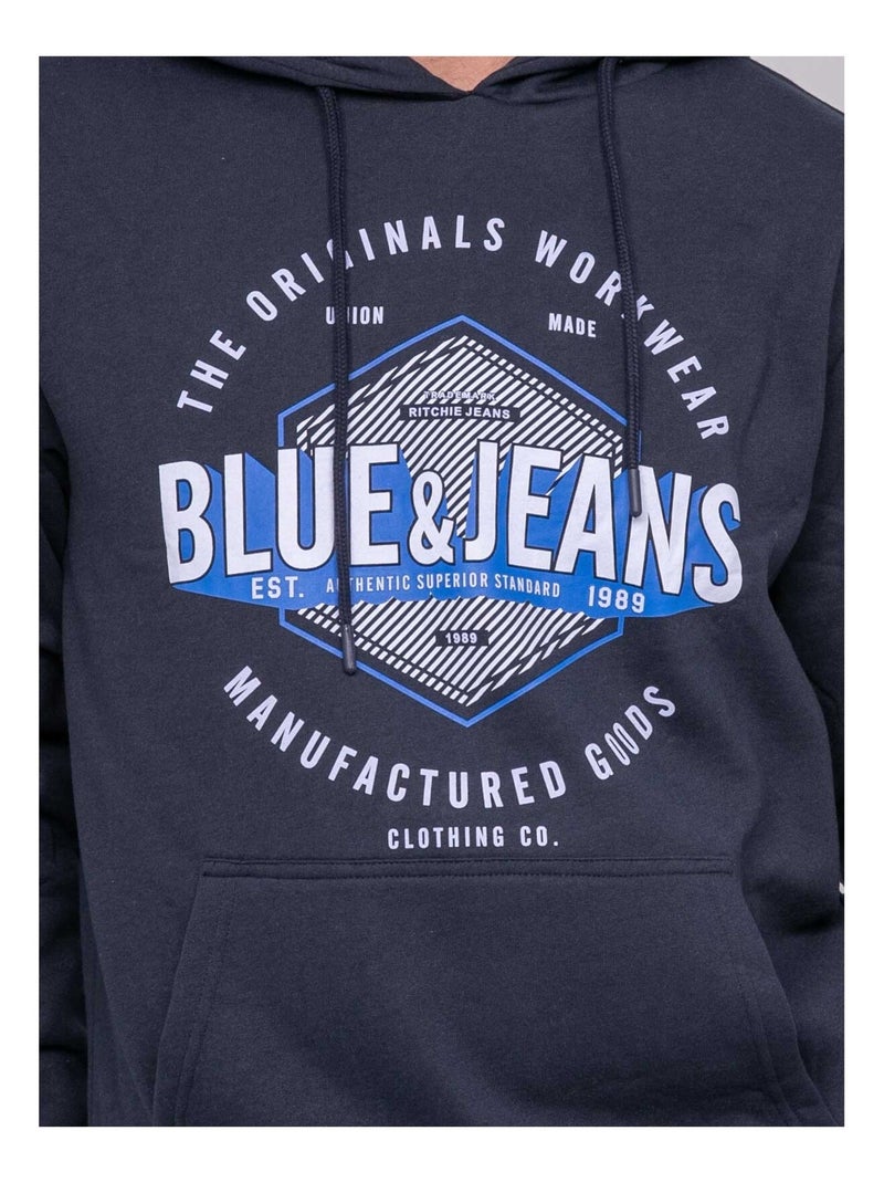 Sweat à capuche imprimé WADADY Bleu marine - Kiabi