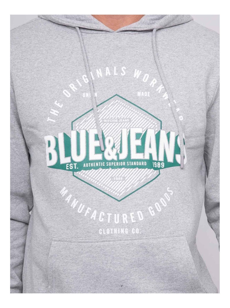 Sweat à capuche imprimé WADADY Gris chiné - Kiabi