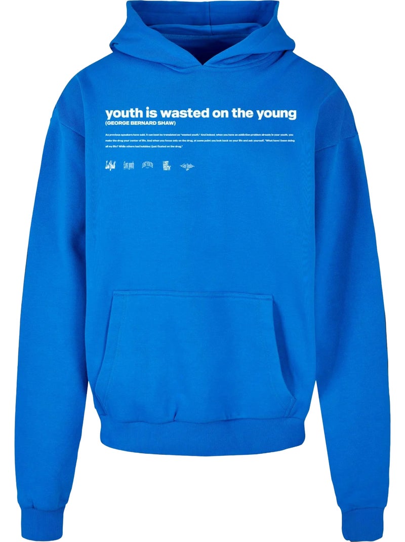 Sweat à capuche influenced - lost youth Bleu cobalt - Kiabi