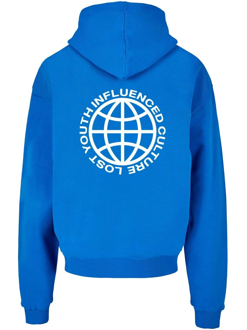 Sweat à capuche influenced - lost youth Bleu cobalt - Kiabi