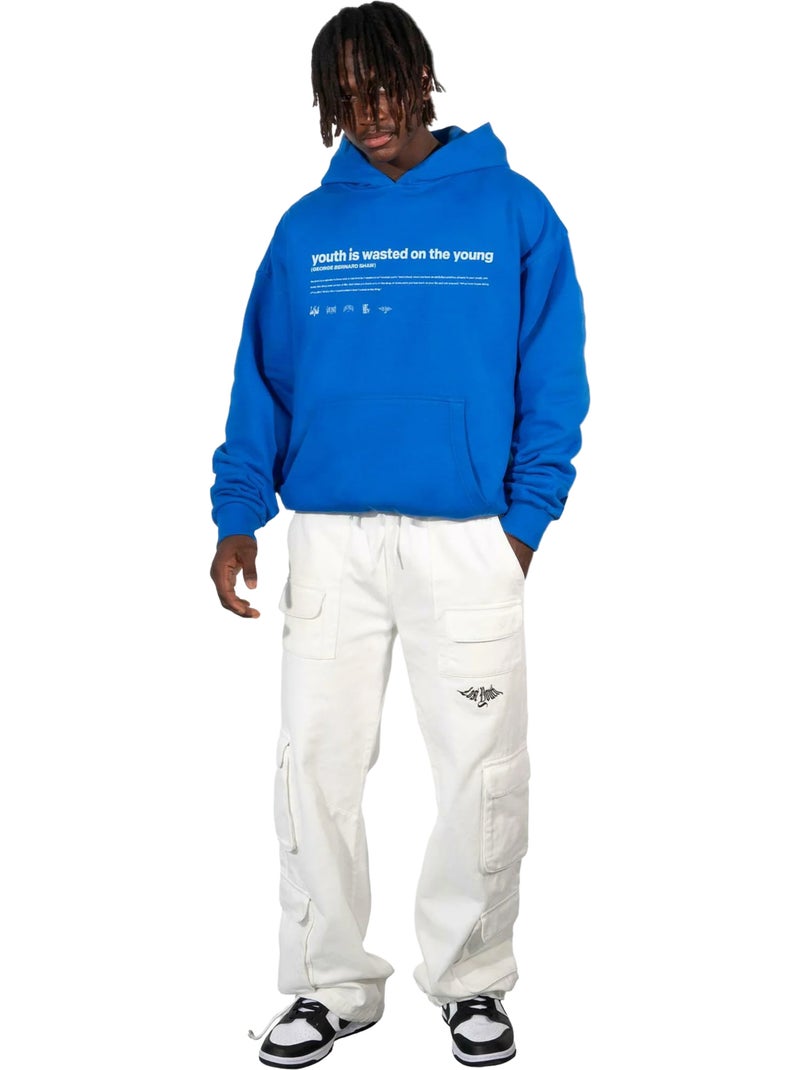 Sweat à capuche influenced - lost youth Bleu cobalt - Kiabi