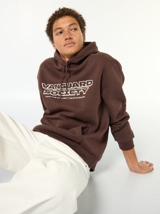 Sweat à capuche inscription devant et dos