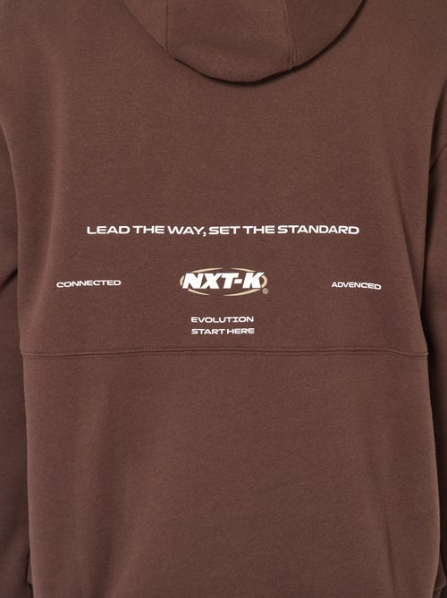 Sweat à capuche inscription devant et dos - Kiabi