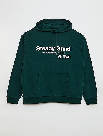 Sweat à capuche inscription devant et dos