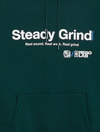 Sweat à capuche inscription devant et dos