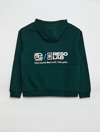 Sweat à capuche inscription devant et dos