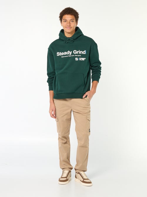 Sweat à capuche inscription devant et dos - Kiabi