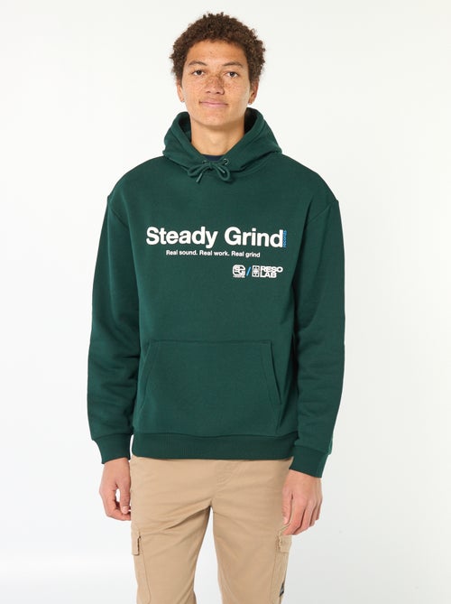 Sweat à capuche inscription devant et dos - Kiabi