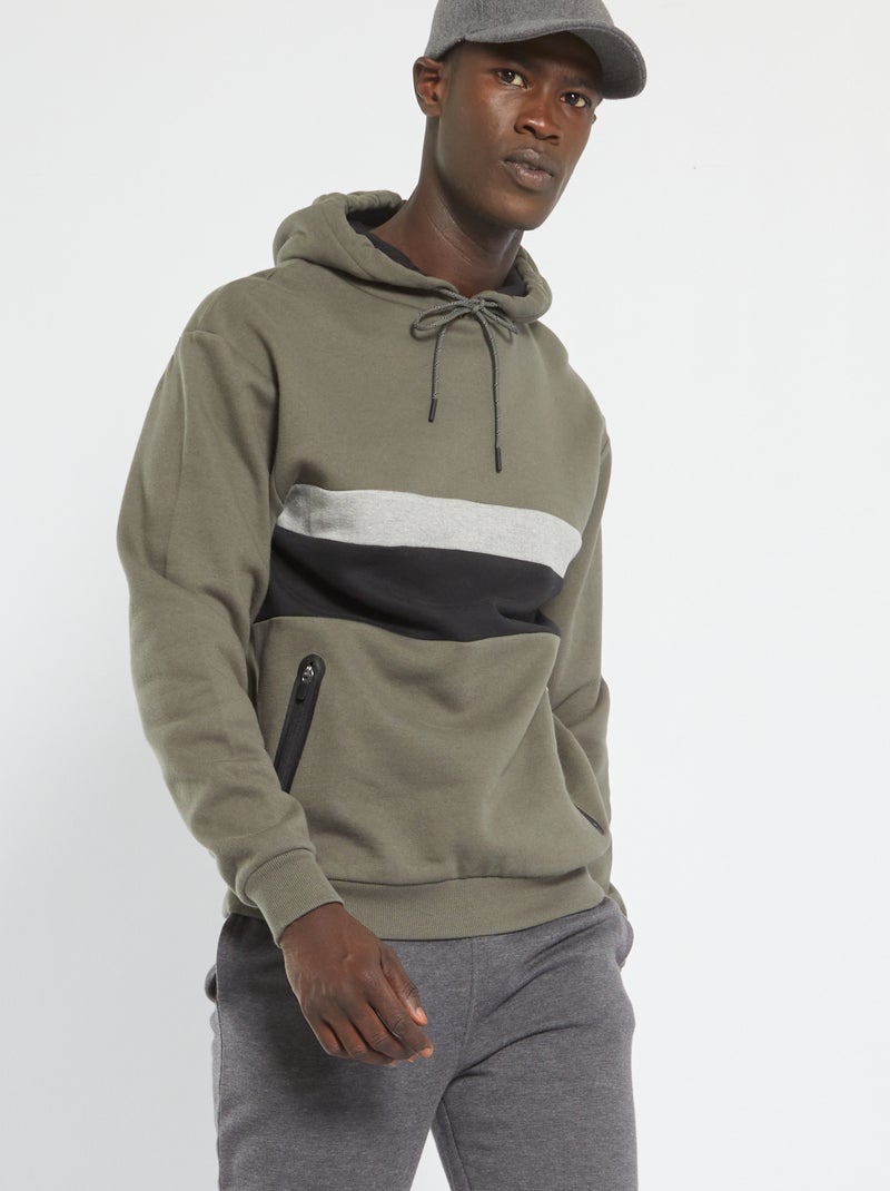 Sweat à capuche Kaki - Kiabi