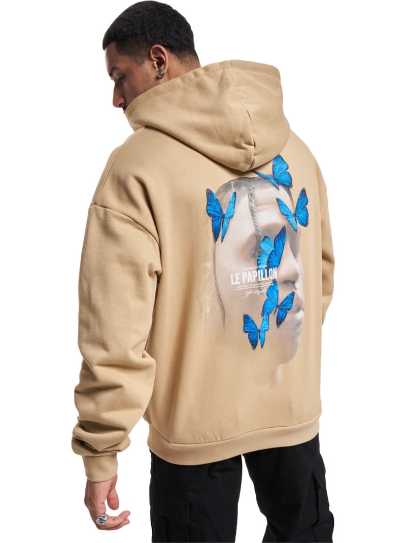 Sweat à capuche le papillon - mister tee Beige - Kiabi