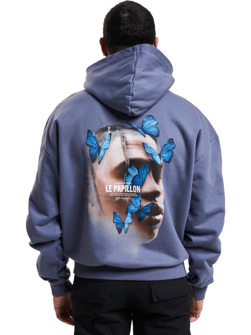 Sweat à capuche le papillon - mister tee Bleu turquoise - Kiabi