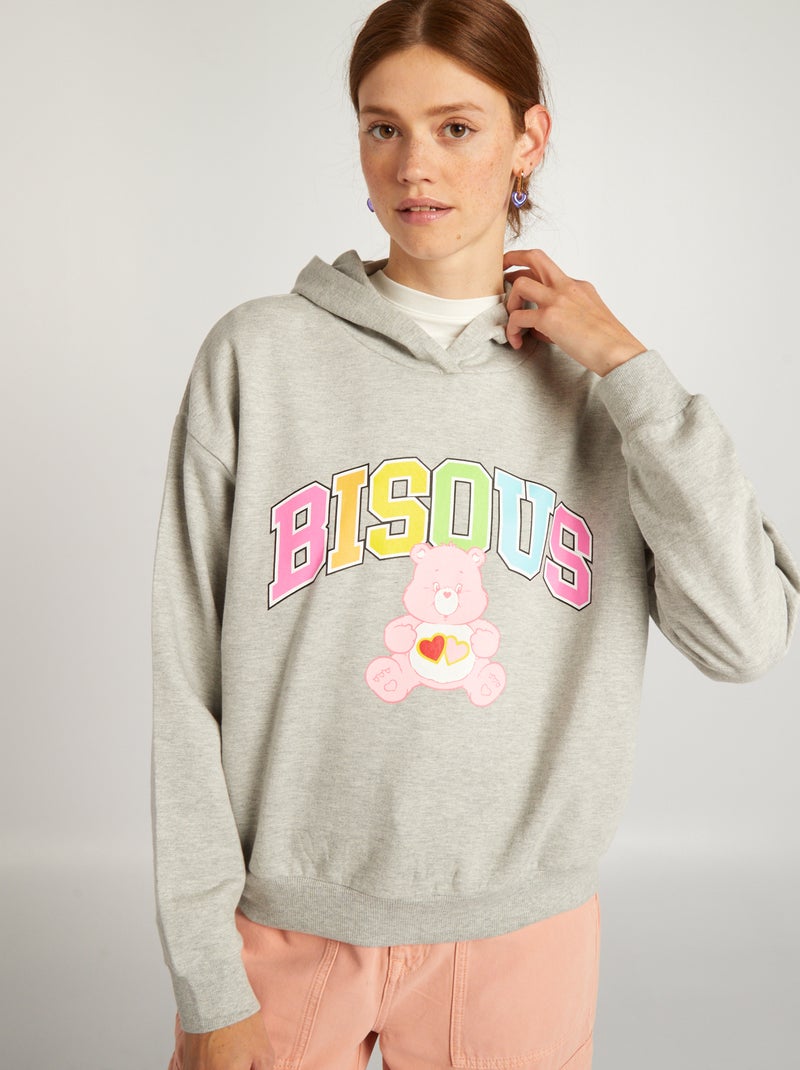 Sweat à capuche 'Les Bisounours' Gris - Kiabi