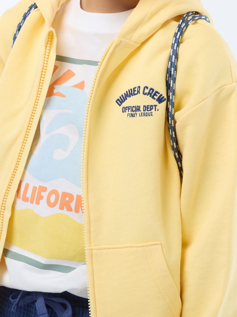 Sweat à capuche loose brodé Jaune - Kiabi