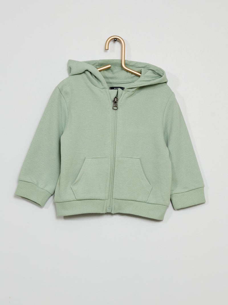 Sweat à capuche maille ottoman vert d'eau - Kiabi