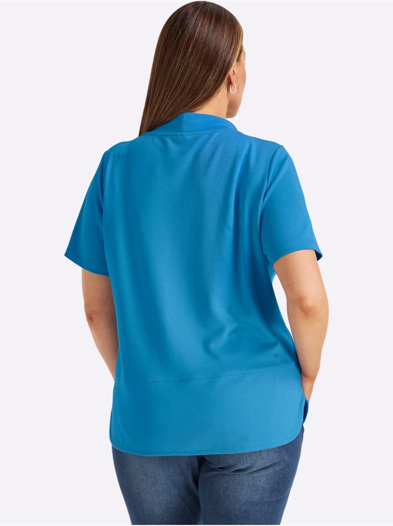 Sweat à capuche manches courtes et imprimé graphique devant - taille standard - witt Bleu ciel - Kiabi