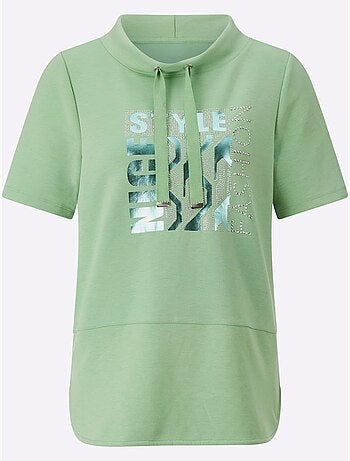 T shirt à capuche manches courtes avec imprimé graphique devant - Taille standard - Witt