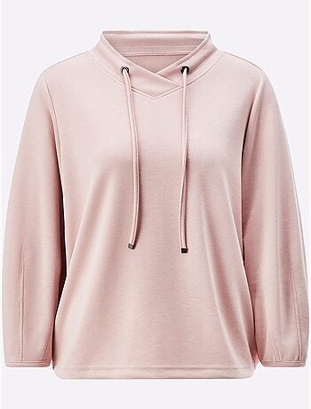 Sweatshirt à capuche en mélange de modal avec manches trois quarts - Taille standard - Helline