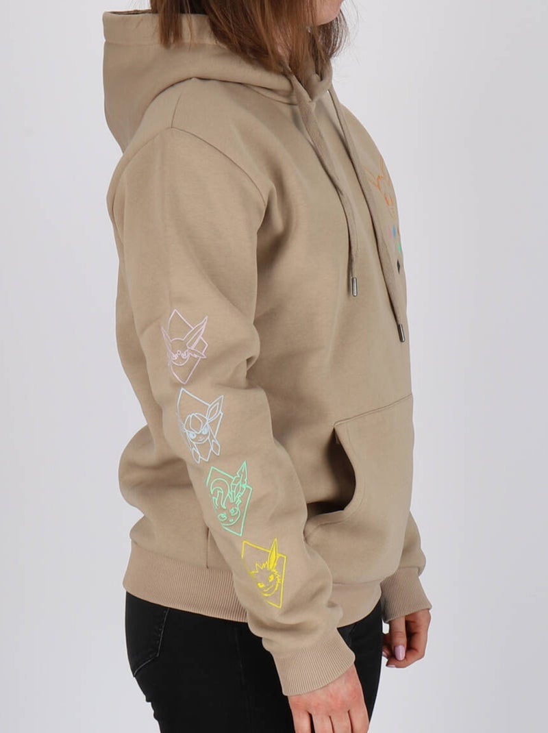 Sweat à capuche manches longues Pokémon broderies Evoli évolutions prismatiques - Polycoton Beige - Kiabi